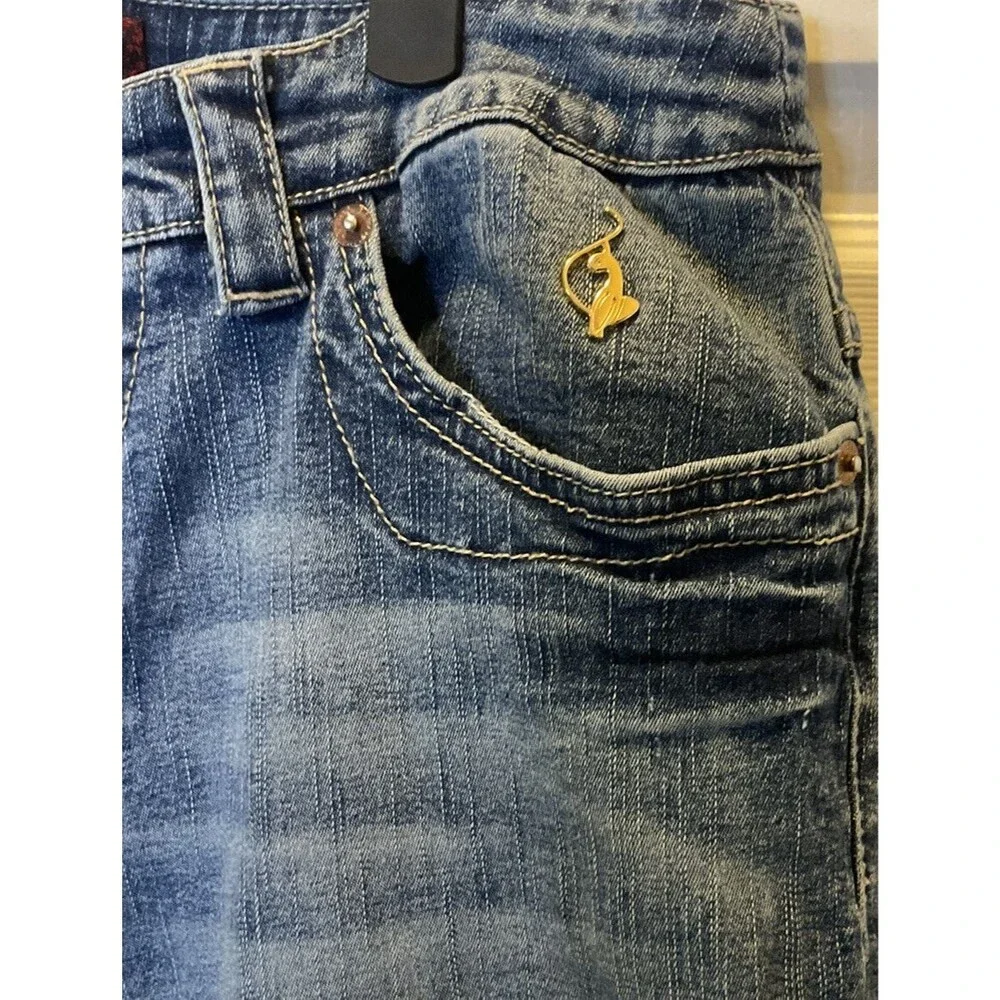 Baby Phat Jean Shorts Bermuda Capri Cuffed Denim Sz 11 Mid Rise Y2K Streetwear H